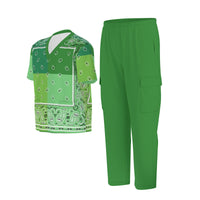 Scrubs - 4 Greens Square Bandana Scrubs w Green Bottoms