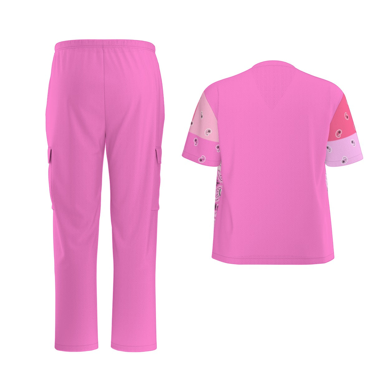 Scrubs - 4 Pink Square Bandana Scrubs w Bottoms