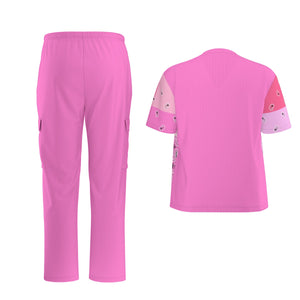 Scrubs - 4 Pink Square Bandana Scrubs w Bottoms