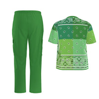 Scrubs - 4 Greens Square Bandana Scrubs w Green Bottoms