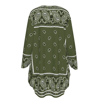 Crew Neck Dress Loose Fit - Army Green