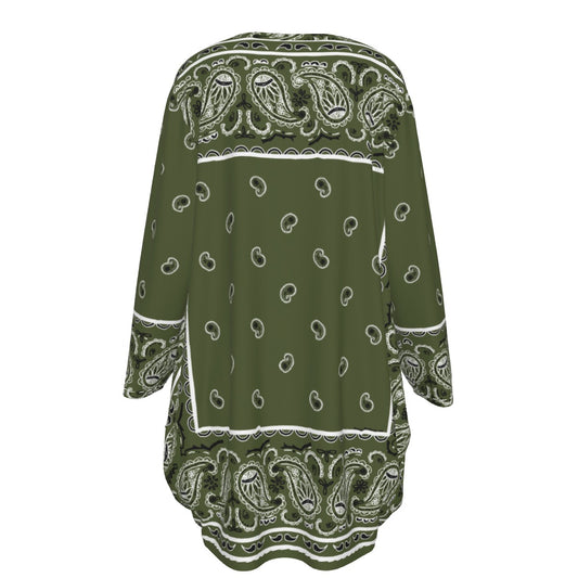 Crew Neck Dress Loose Fit - Army Green