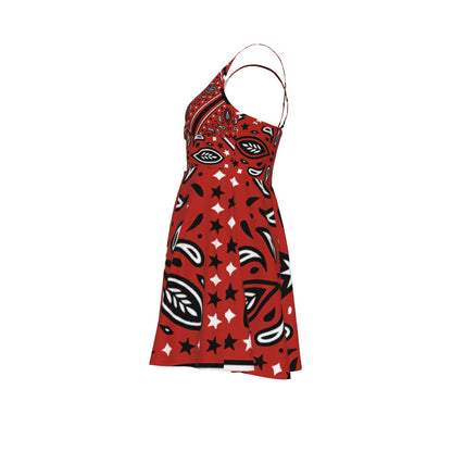 Women‘s Red Bandana Cross Cami Dress