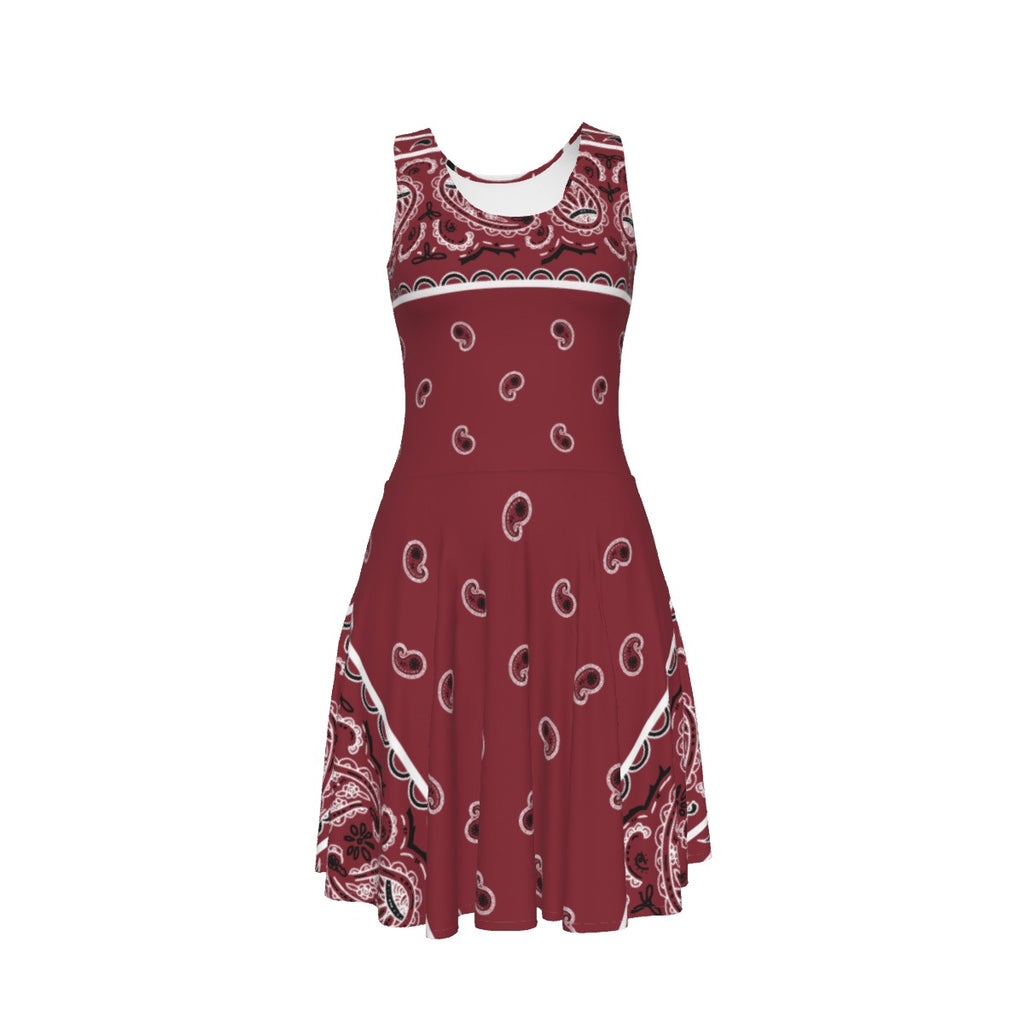 Sleeveless Bandana Dress - Maroon