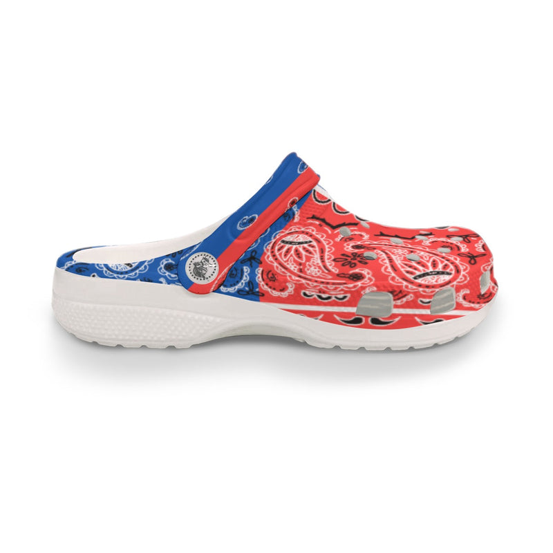Women's Red and Blue Classic Bandana Clogs