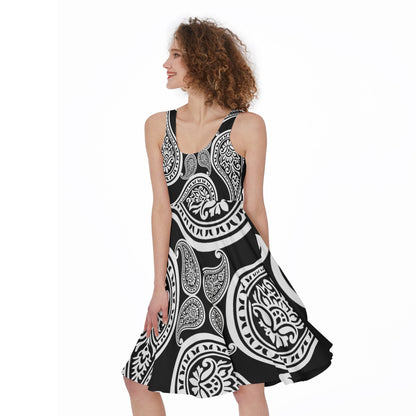 Black and White Paisley Sleeveless Dress
