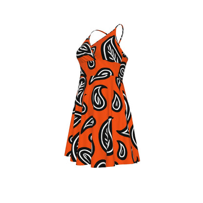 Women‘s  Bright Orange Cross Cami Dress