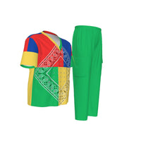 Scrubs - Multicolor Big Diamond Bandana Scrubs w Green Bottoms