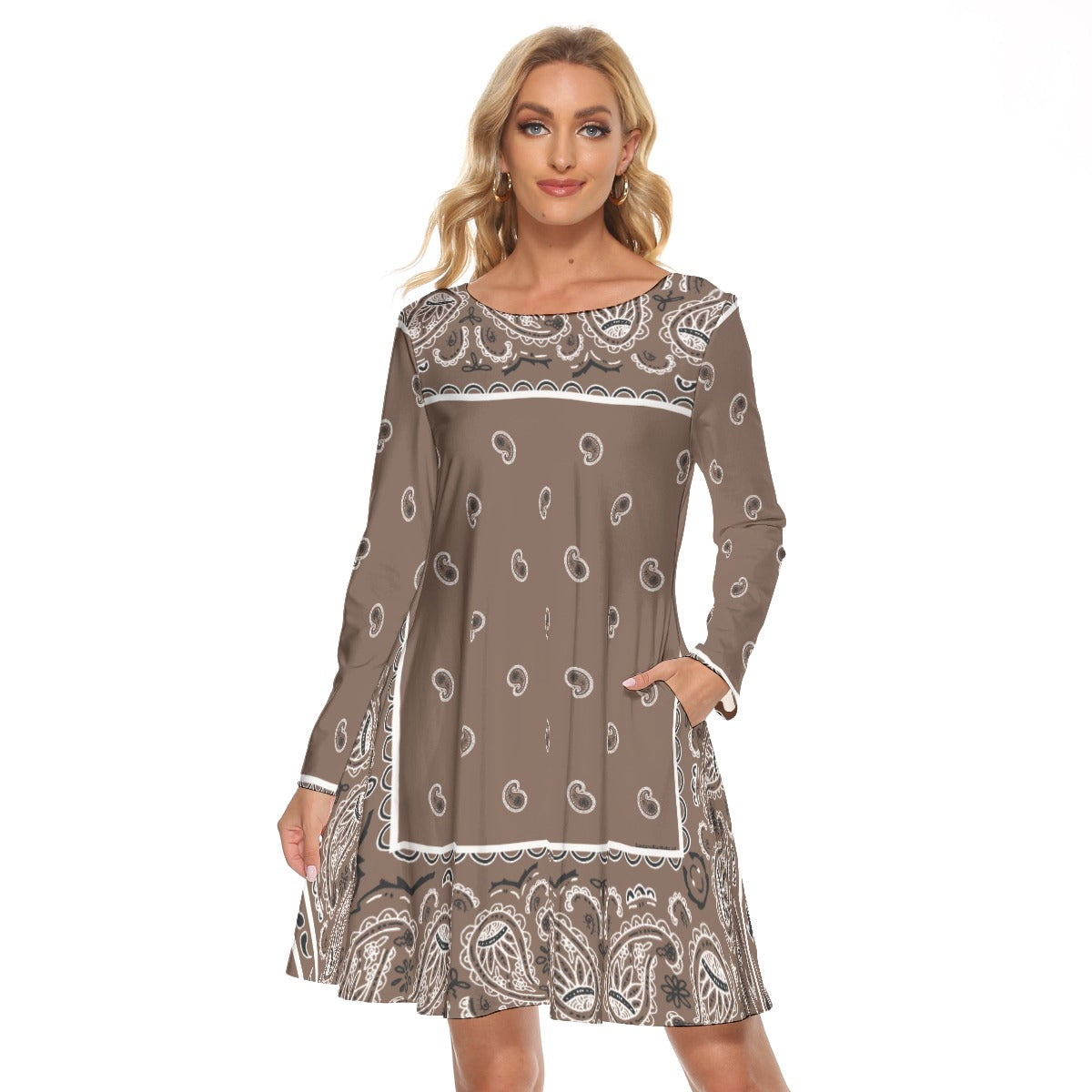 Crew Neck Dress - Coffee