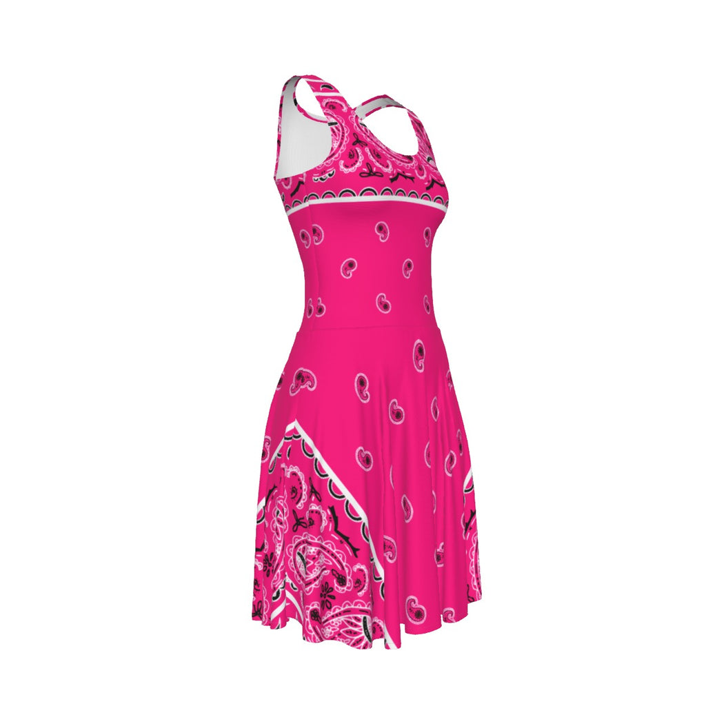 Sleeveless Bandana Dress - Hot Pink