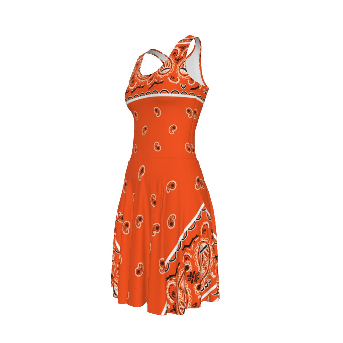 Sleeveless Bandana Dress - Bright Orange