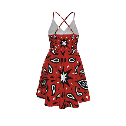 Women‘s Red Bandana Cross Cami Dress