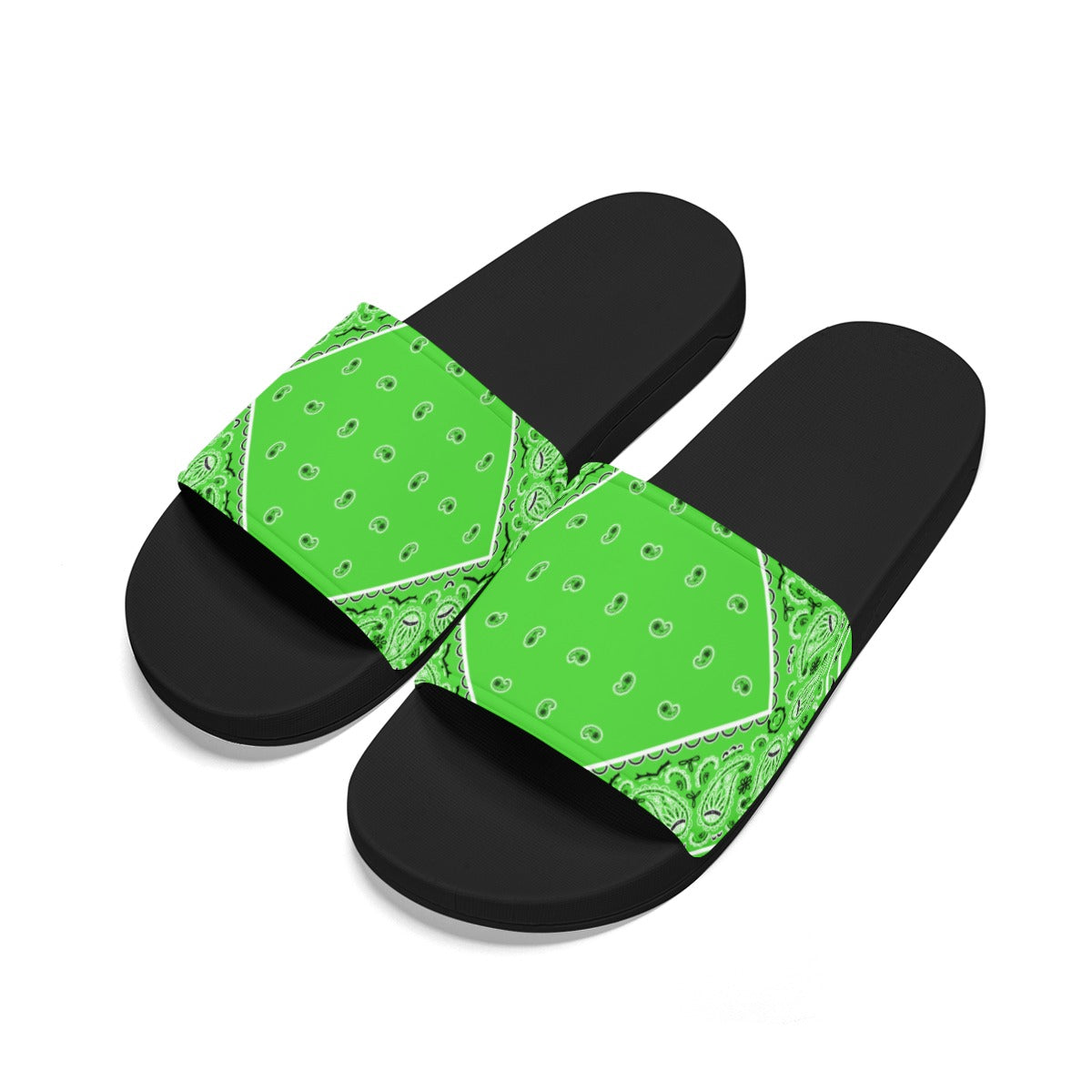 Bright Green Diamond OG Bandana Slides