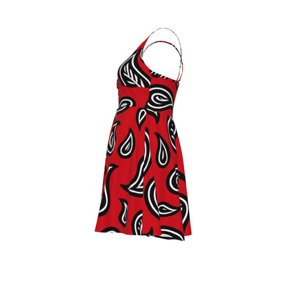 Women‘s Red Paisley Cross Cami Dress