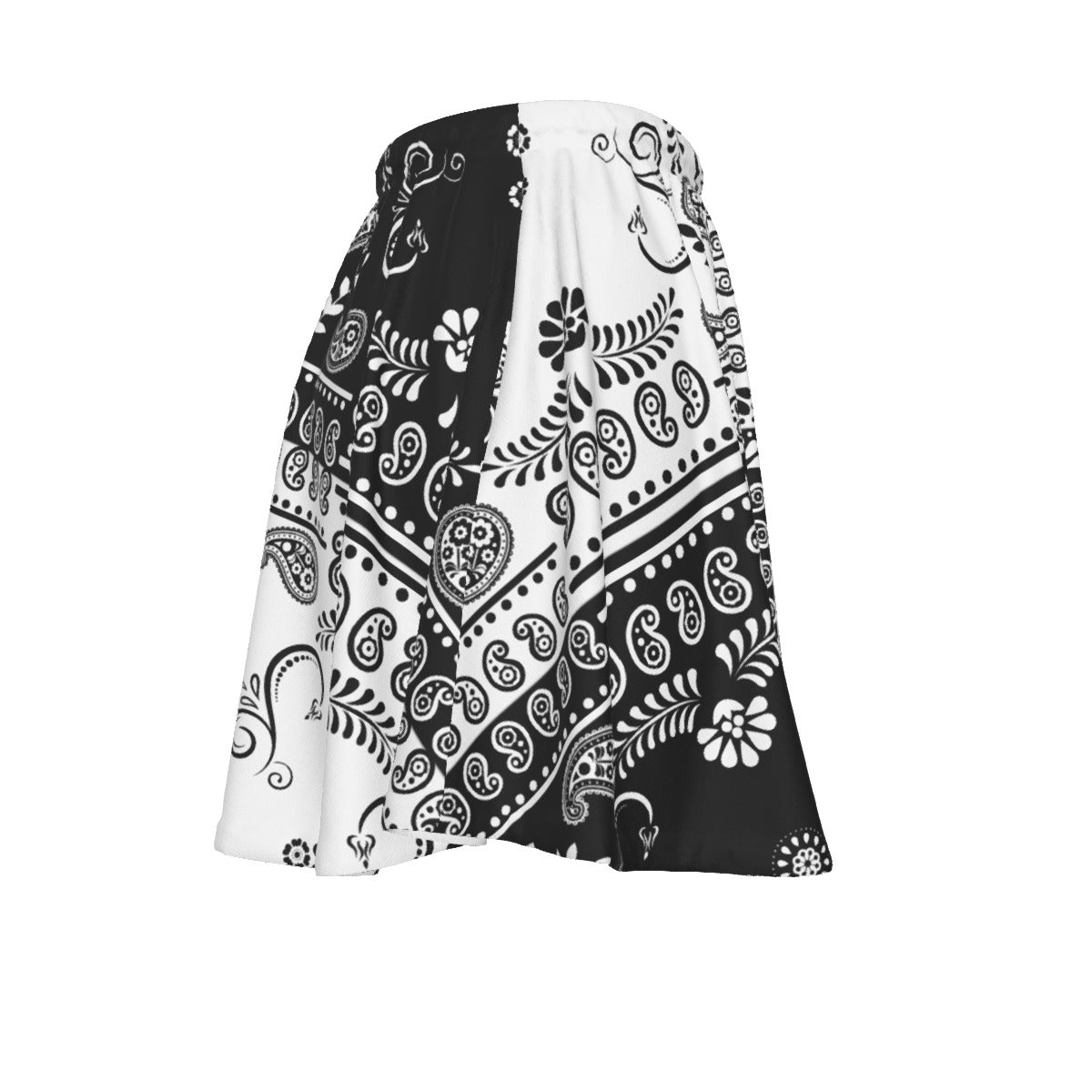 Black and white patterned skirt on a white background