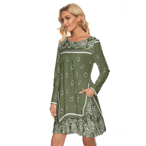 Crew Neck Dress - Army Green