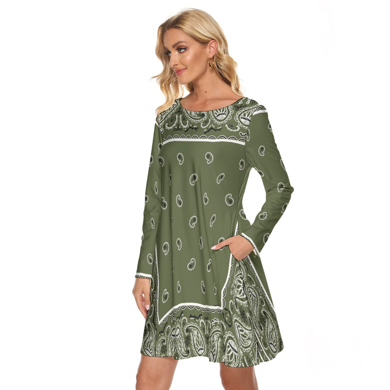 Crew Neck Dress - Army Green