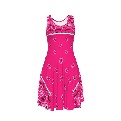 Sleeveless Bandana Dress - Hot Pink
