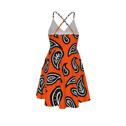 Women‘s  Bright Orange Cross Cami Dress