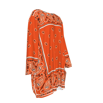 Crew Neck Dress Loose Fit - Bright Orange