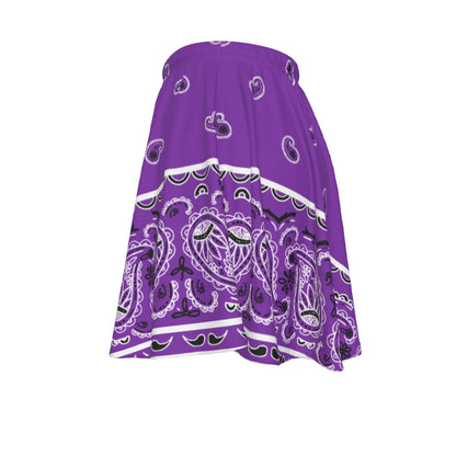 Purple bandana patterned skirt on a white background