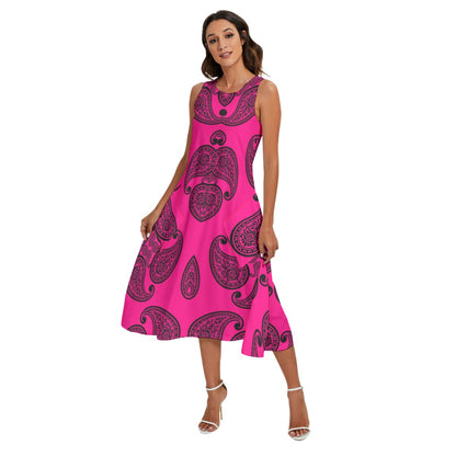 Pink Women's Sleeveless Dress With Pocket