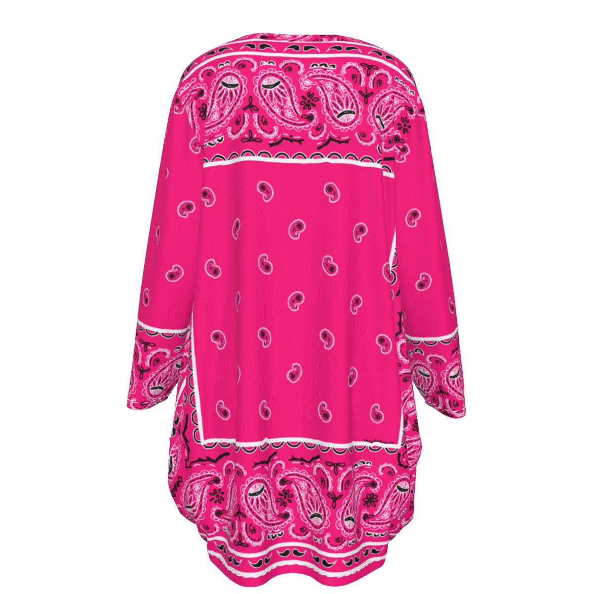 Crew Neck Dress Loose Fit - Bright Pink