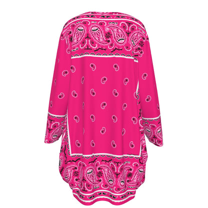 Crew Neck Dress Loose Fit - Bright Pink