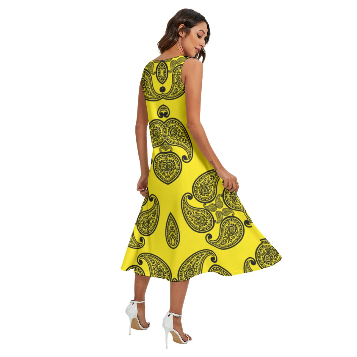 Yellow Women's Sleeveless Dress With Pockets