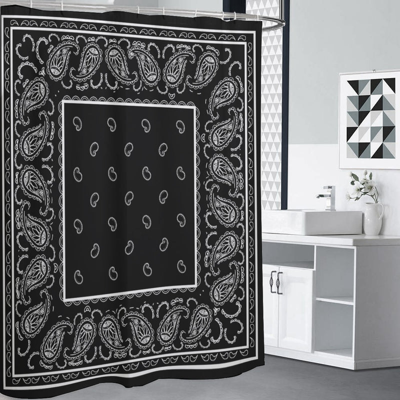 Shower Curtain - Black OG Bandana 4 Sizes