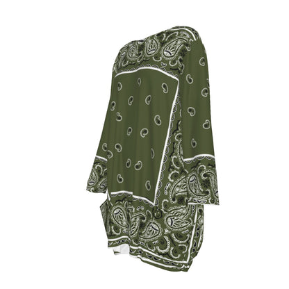 Crew Neck Dress Loose Fit - Army Green