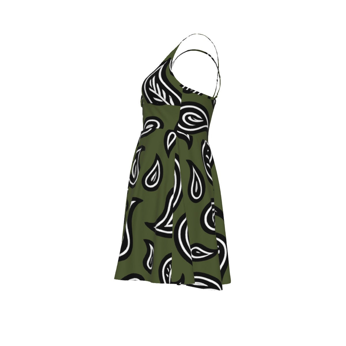 Women‘s Army Green Paisley Cross Cami Dress