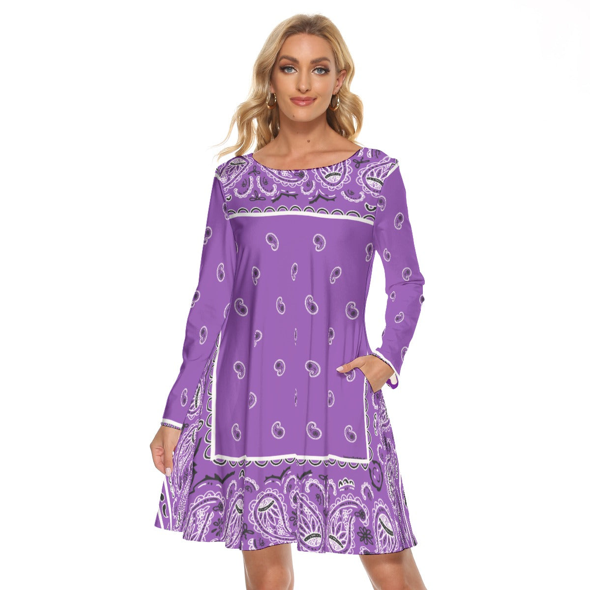 Crew Neck Dress - Grape