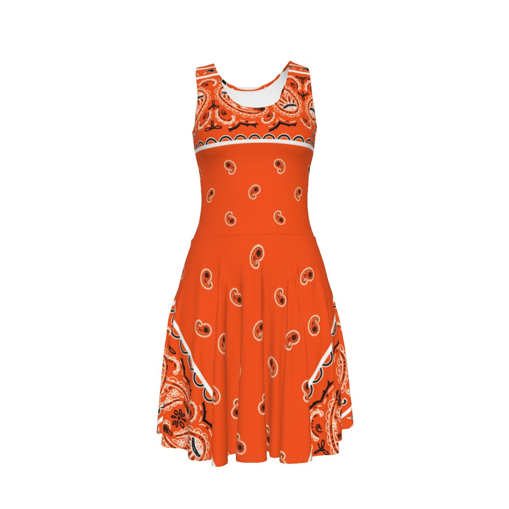 Sleeveless Bandana Dress - Bright Orange