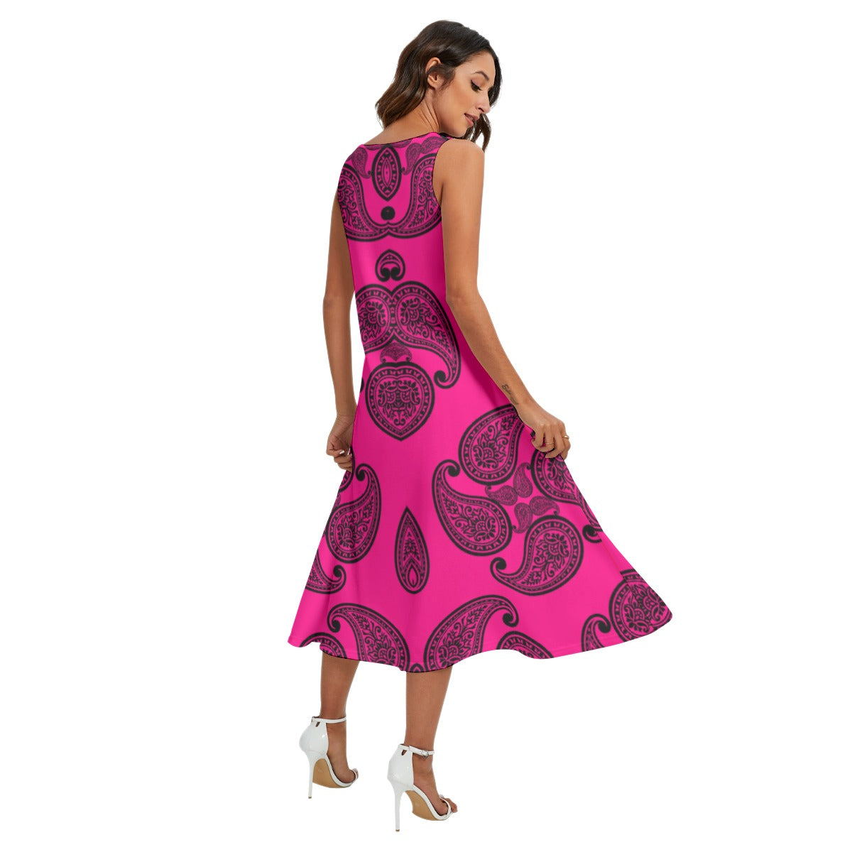 Pink Women's Sleeveless Dress With Pocket