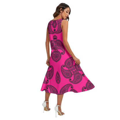 Pink Women's Sleeveless Dress With Pocket