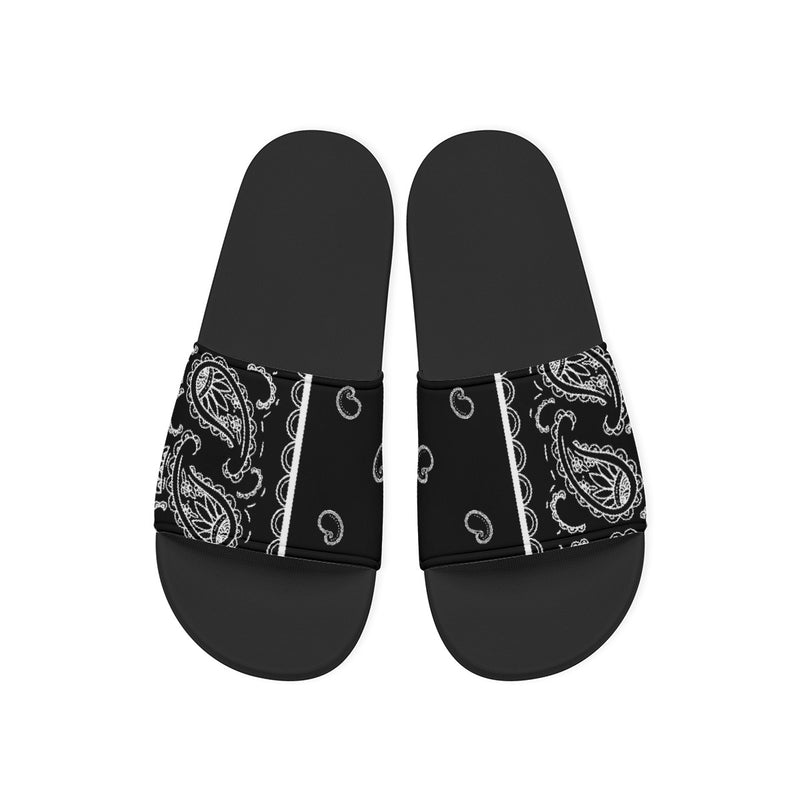 Men's Classic Black Bandana Slides