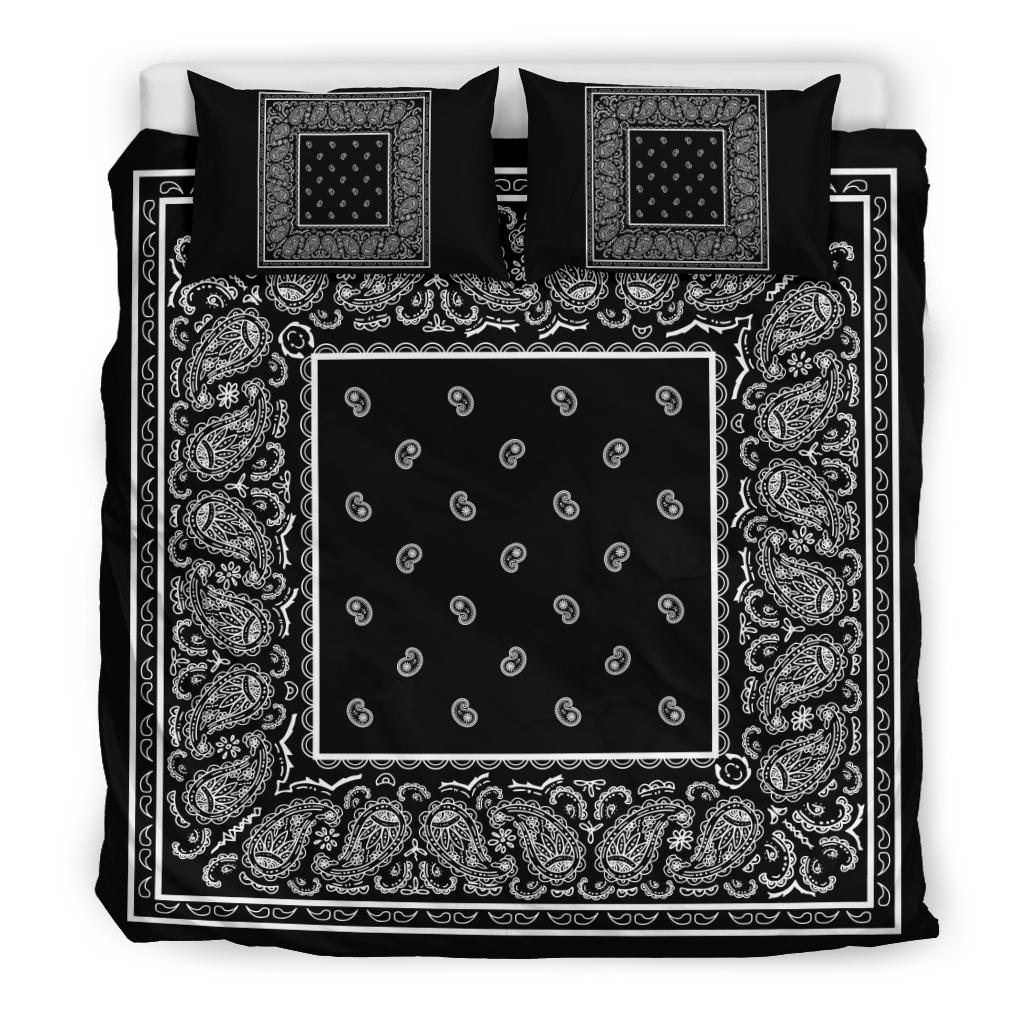Duvet Cover Set - Black White Bandana
