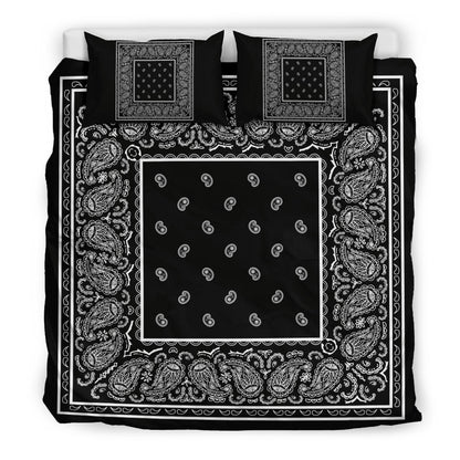 Duvet Cover Set - Black White Bandana