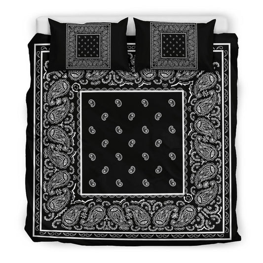 Duvet Cover Set - Black White Bandana