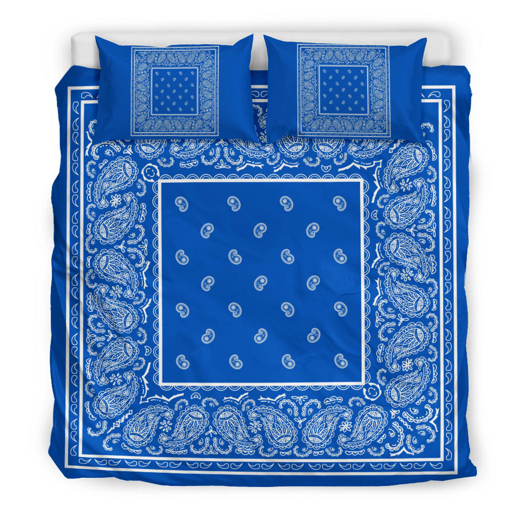 Duvet Cover Set Blue and White Bandana