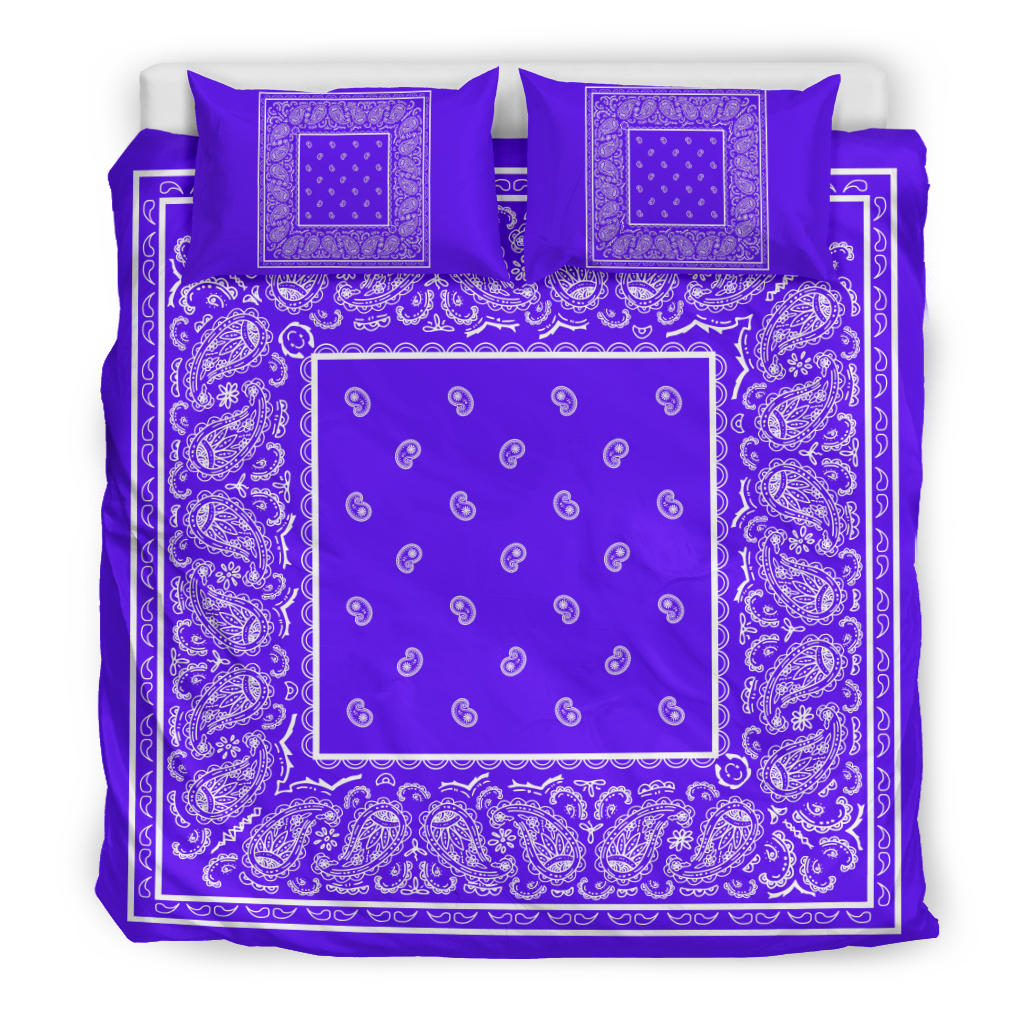 Duvet Cover Set - Violet and White Bandana