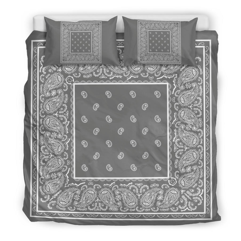 Duvet Cover Set - Gray and White Bandana