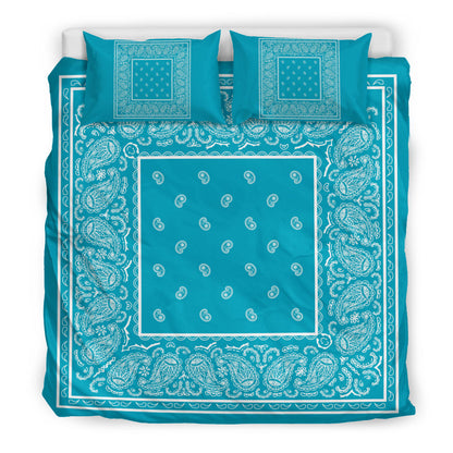 Duvet Cover Set - White and Teal