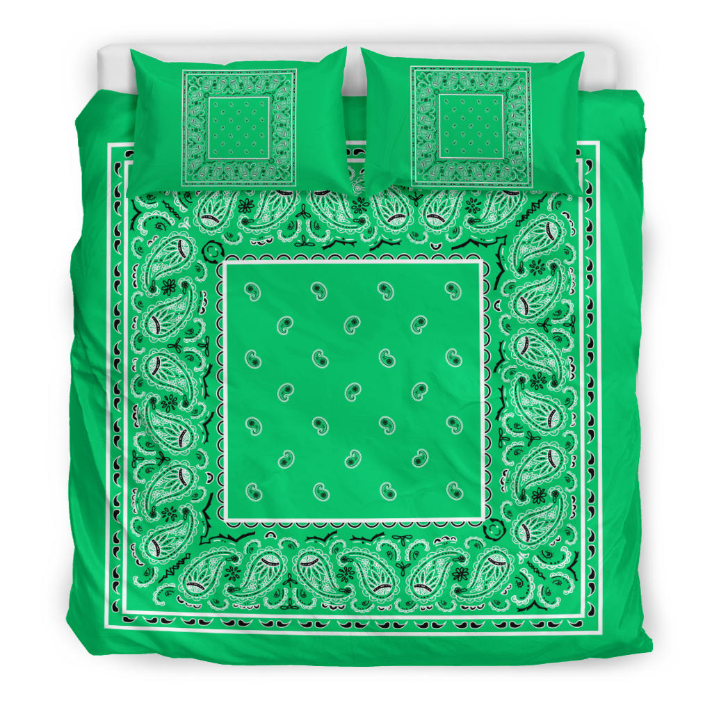 Duvet Cover Set - Green and Black Bandana
