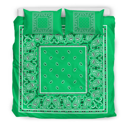 Duvet Cover Set - Green and Black Bandana