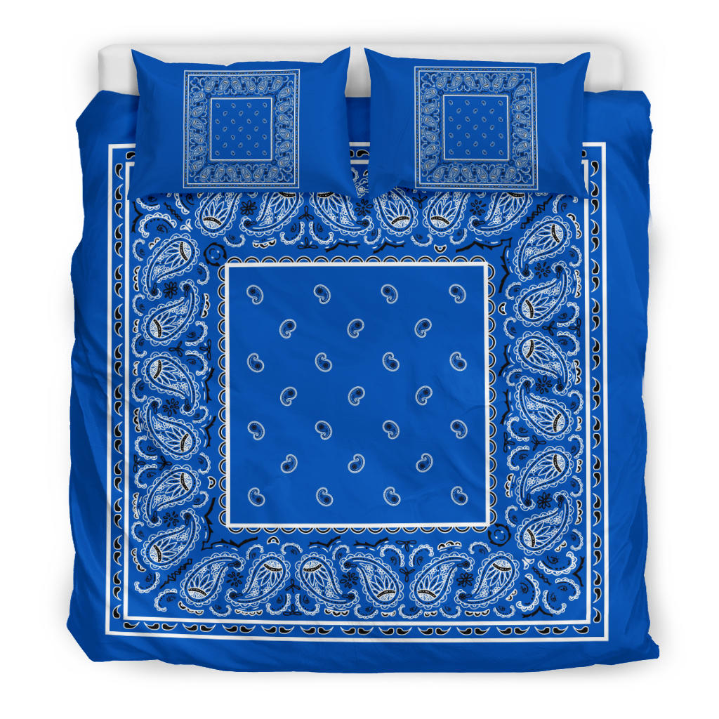 Duvet Cover Set - Blue and Black Bandana