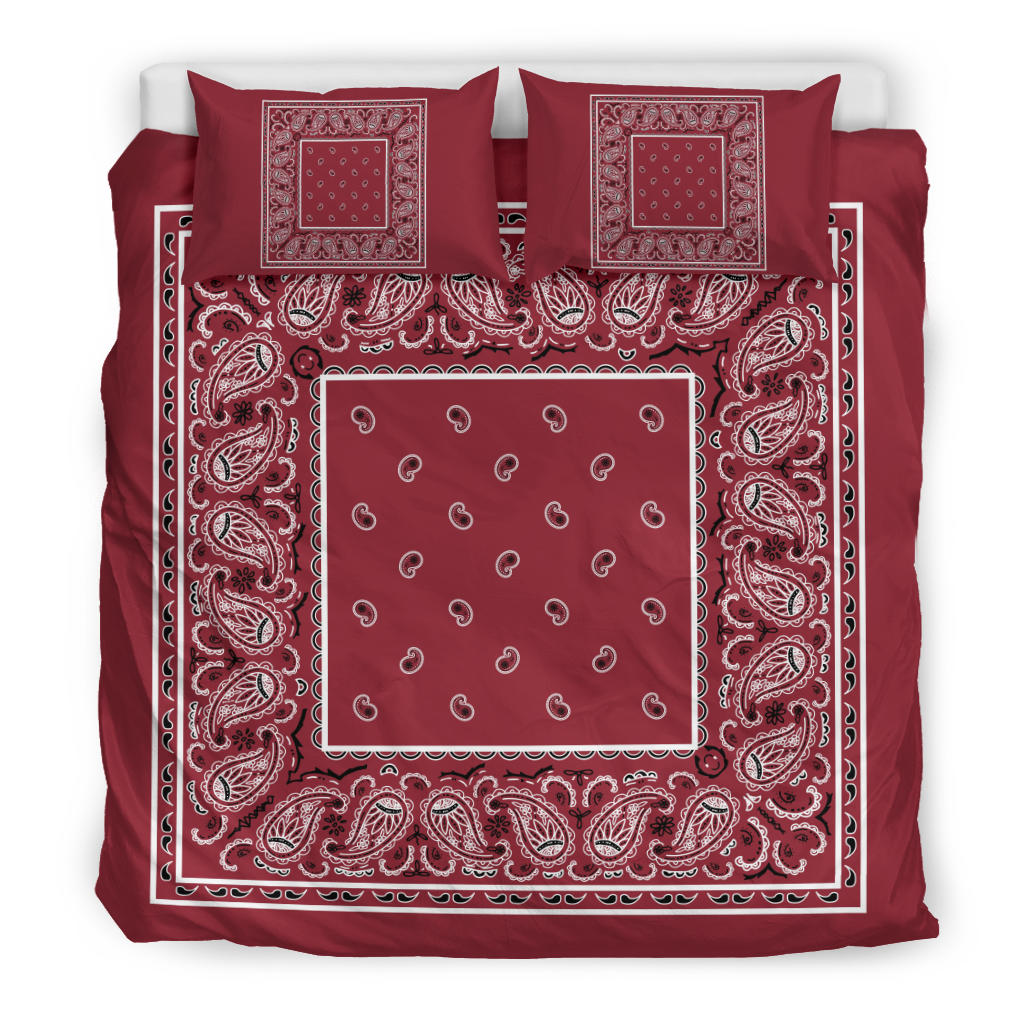 Duvet Cover Set - Traditional Maroon Bandana