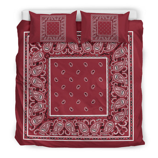 Duvet Cover Set - Traditional Maroon Bandana