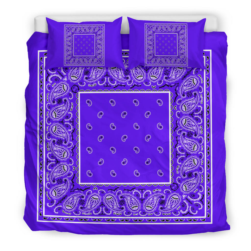 Duvet Cover Set - Violet and Black Bandana